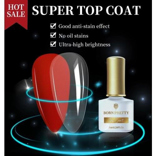 BORN PRETTY 1 Bottle 7ml Function Gel Base Top Coat Super Top Coat Transparent Matte Top Coat Soak Off Nail Art Gel