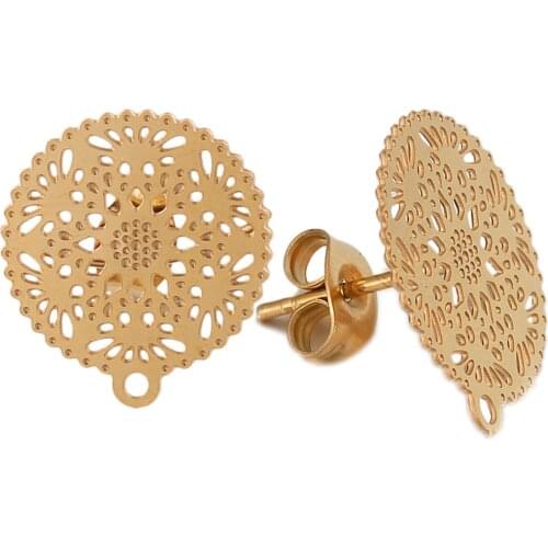 10pcs/lot Earrings Accessories Stainless Steel Gold Steel Metal Hollow Earrings Base Connectors Linkers DIY Jewelry Making Craft