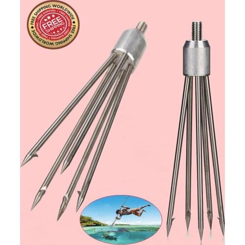 2pcs 5-Prong Fishing Gig Fish Frog Eel Salmon Barbed Pole Spear Replacement Tip