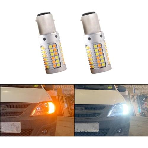 2pcs DC 12V White&Amber 3030 69 SMD 1157 BAY15D 3157 7443 Led Bulbs Car Turn Signal Light DRL Daylight Switchback Dual Color