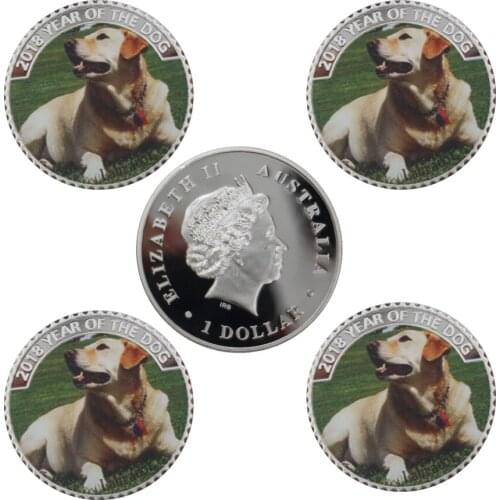 2018 Year Lucky Souvenir Gifts The Year of The Dog Cute Animal Coin 999.9 Silver Plated Metal Coins Art Ornament for Collection