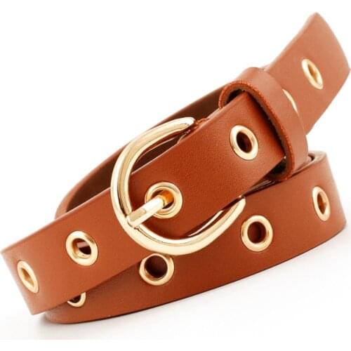 2021 Fashion Candy Color PU Leather Thin Belt For Women Gold Metal Pin Buckle Simple Waist Belts For Ladies Dress Jeans Ceinture