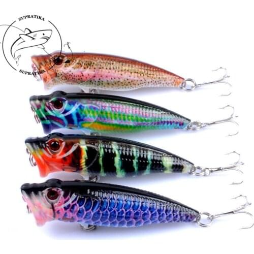 4Pcs/Lot 6.5cm/7.9g TopWater Popper Boat Fishing Baits Lure Crankbait Artificial Hard Pesca Fish Swim Baits Isca Jerkbaits