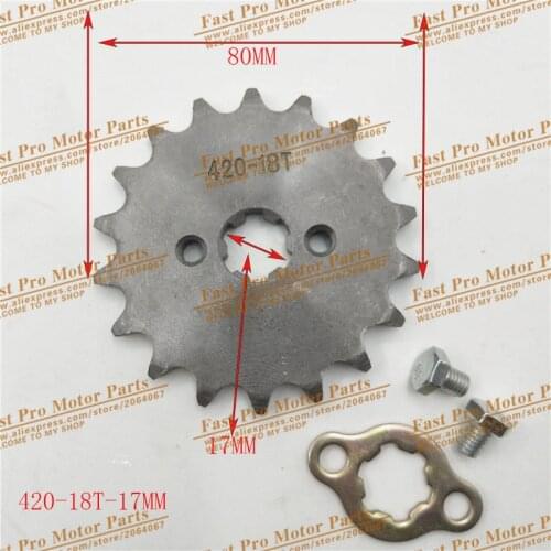 420 Chain Gear Sprocket 17mm 20mm 18tooth for PIT BIKE Motorcycle Scooter ATV Moped Fuel Saving