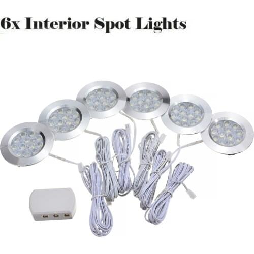 6pcs 12V Interior Warm LED Spot Lights 3W For Van Caravan Motorhome Car Auto Lamp 3000K Accessories