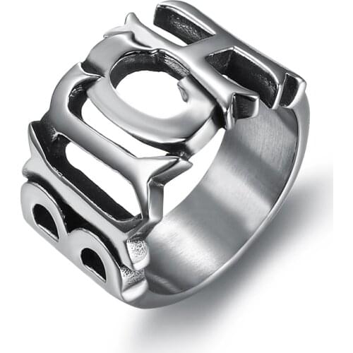 Bitch Letter Rings For Girls Ladies Biker For Women Size 5-10 Punk Style 316l Stainless Steel Party Band