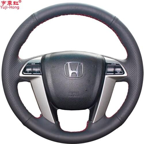 Yuji-Hong Artificial Leather Car Steering Wheel Covers Case for HONDA Accord 8 Crosstour Odyssey 2010-2013 Black Cover