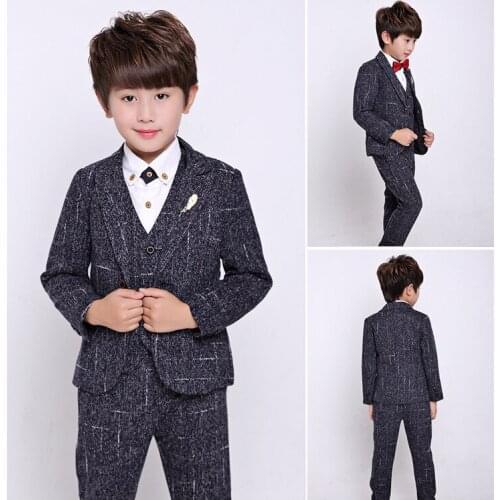Children Suit Baby Boys Suits Kids Boy Blazer Boys Formal Suit For Weddings Boys Clothes Set Jackets+Vest+Pants 3pcs 4-12Y
