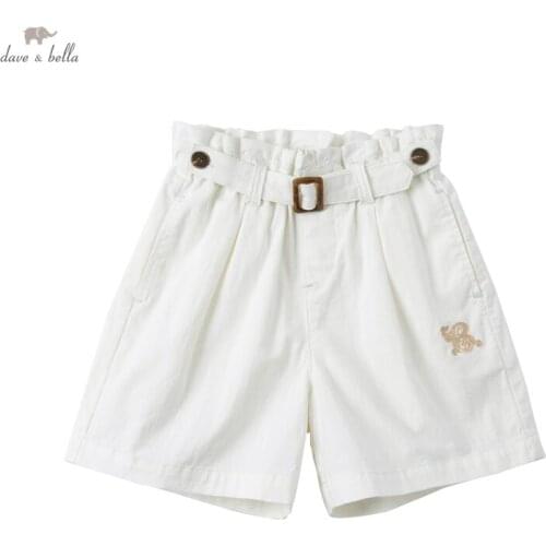 DKY17741-2 dave bella summer 5Y-13Y kids girls fashion casual striped pockets shorts children boutique casual full-length pants