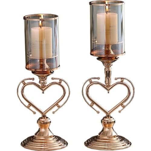 European Luxury Creative Candle Holder Glass Nordic Romantic Candlestick Valentines Day Gift Christmas Wedding Decoration C6H