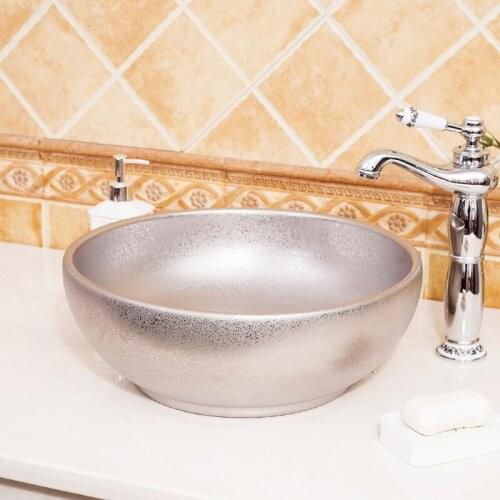 European Style silver wash basin Jingdezhen ceramic bathroom wash basin