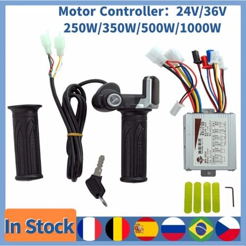 Electric Bike Motor Brush Controller And Throttle Twist Grip Set 24V 350W For Electric Scooter Bicycle Bike Scooter Accessories