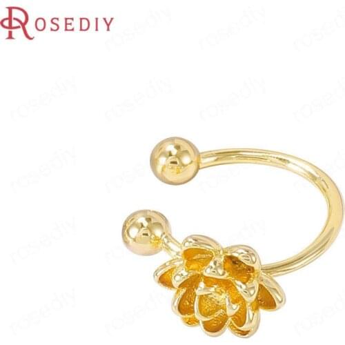 40536)4PCS 12x9MM 24K Gold Color Brass Flowers Earrings Jewelry Making Supplies Diy Findings Accessories
