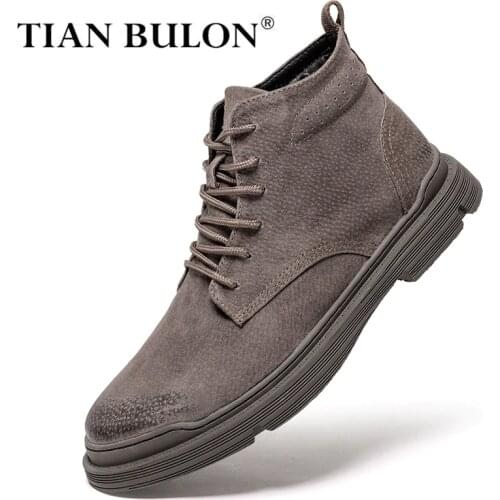 British Style Men Leather Boots Comfortable Ankle Men Boots Lace-up Outdoor Boots Men High Quality Platform Boots Botas Hombre