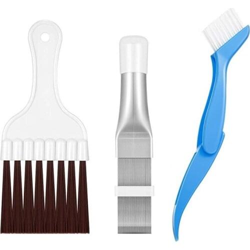 New 3Pcs Air Conditioner Manual Cleaning Tool Stainless Steel Fin Comb Radiator Air Conditioner Condenser Cleaning Brush