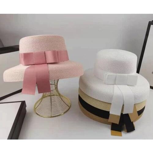 202103-dudu new summer Hepburn style Lampshade modeling sweet bowknot leisure lady paper bucket cap women fishermen hat