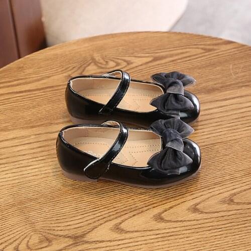 Sandals For Girls Princess Shoes Fashion Solid Color Children Bow Little Girls Leather Shoes Toddler Girls Shoes