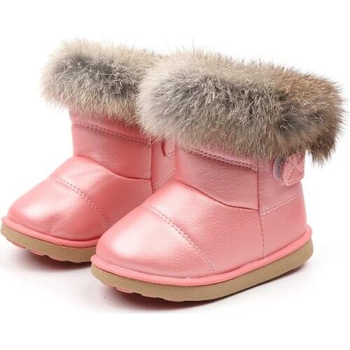 JGSHOWKITO Girls Boots Fashion Snow Boots For Kids Children Rubber Boots For Toddler Boys Girl Toddlers Warm Cotton Plush Fur