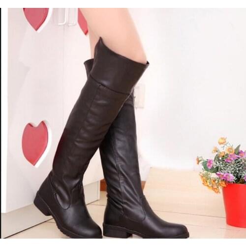 Classic Sexy Slim Womens Wedges Over The Knee Boots black High Heels Platform Boots Slip Winter Boots Shoes Woman Boots Large