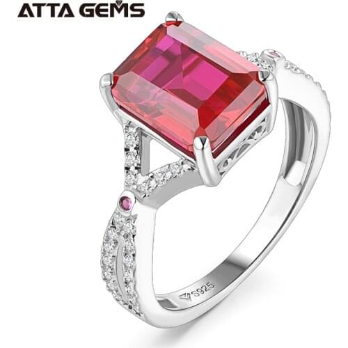 Ruby Sterling Silver Ring Women Engagement 3.6 Carats Created Ruby Romantic Design Silver Wedding Bands Top Quality Retail