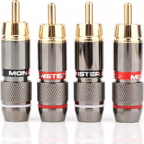 8pcs hifi audio RCA Plug Gold Plated 6mm Male Double Self-Locking Lotus Wire Connectors Audio Adapter