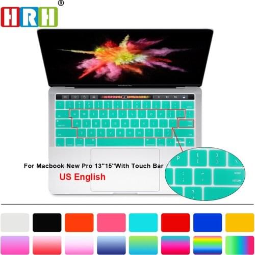 HRH Silicone US Keyboard Cover Skin Protector For Macbook Pro 13.3 A1706 A1989 A2159 and 15.4 Inch A1707 A1990 US Version