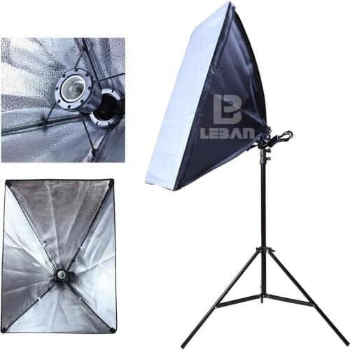 Photography Studio Continuous Lighting Folding 50x70cm Softbox E27 Lamp Holder +2m Light Stand Photo Soft Box