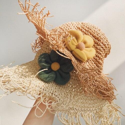 Newest Girls Straw Hat Fashion Sun Hat with fascinating flower Hand Made Spring Summer Beach Breathable hat Cap Sun Protection
