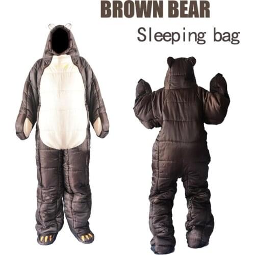 New Patent product Brown bear Humanoid Sleeping bag Human Body Type Mummy Camping Night Rest bedding lazy sleeping bag