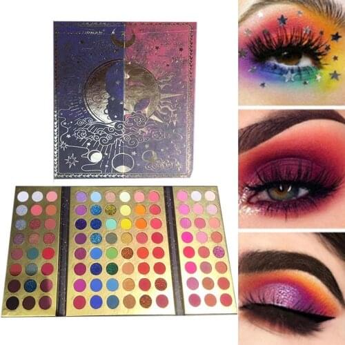 3 in 1 96 Colors Book Eyeshadow Matte Glitter Shiny Palette Eyeshadow Eye Powder Pigments Shadow Palette Makeup Neon X8Z3