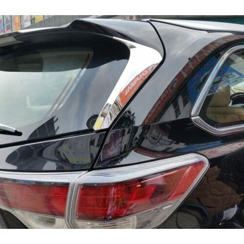 ABS Chrome Rear Window Spoiler Side Pillar Post Cover Trim Molding For Toyota Highlander 2014-2019