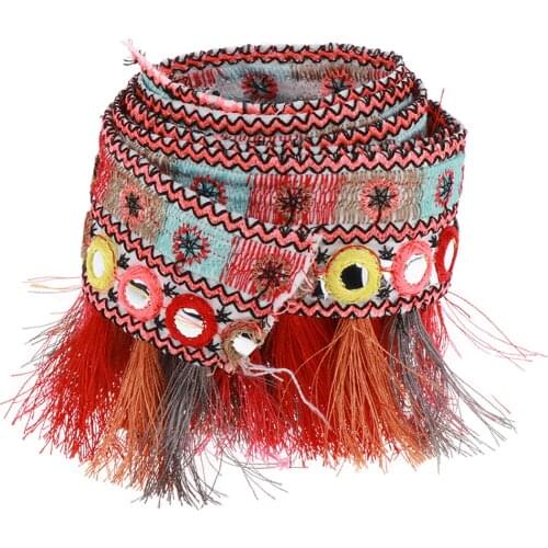 1 Yard Jacquard Ribbon Trim Ethnic Tassel Fringe Trim Ribbon for Textiles Garment Decor DIY Sewing Crafts Decorative Accessories