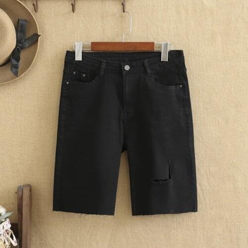 Plus Size Pants For Women Cotton Denim High Quality Knee-Length Trousers Thin Stretch Leggings Large Size Summer Style Fat Girls