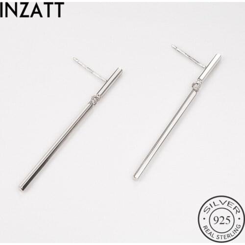 INZATT Romantic Real 925 Sterling Silver T Shape Dangle Drop Earrings Stick Bar Charm For Women Party Fashion Trendy Jewelry