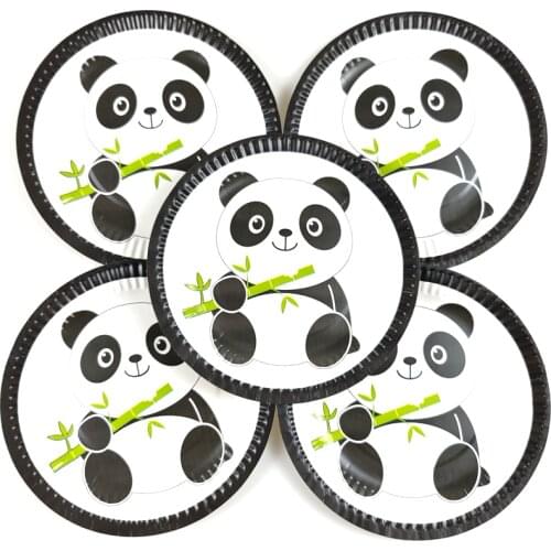 10pcs/lot Panda Theme Plates Kids Boys Favors Dishes Baby Shower Decoration Happy Birthday Events Party Tableware Supplies