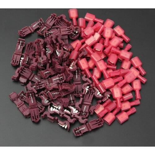 100PCS/set Red T-Tap/Male Insulated 0.5-1.5mm2 Quick Splice Wire Connectors Terminal Combo 22-18 AWG