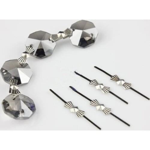 1000PCS 33mm CHROME CHANDELIER PARTS LAMP CRYSTAL PRISM BEAD CONNECTOR PINS BOWTIE