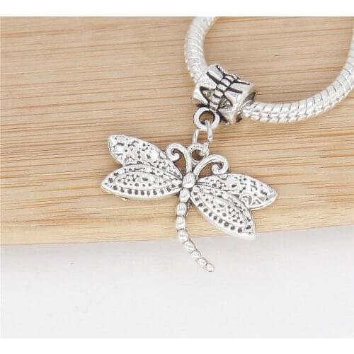 Classic beads 25pcs/lot dragonfly charms fit bracelet diy jewelry making