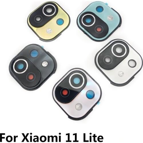 20Pcs/Lot, Rear Camera Glass Lens Cover With Frame Holder For Xiaomi Mi 11 Lite / Poco F3 / Mi 10 Lite Cell Phone Repair