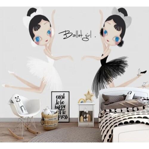 Milofi custom 3D photo wallpaper powder modern hand-painted cartoon ballet dance room background wall decoration mural