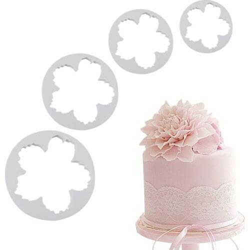 4PCS/Set Peony Flower Shaped Surgar Mold Silicone Moulds Cutter Fondant Gumpaste Clay Flower Bakeware Baking Cake Decor Tools
