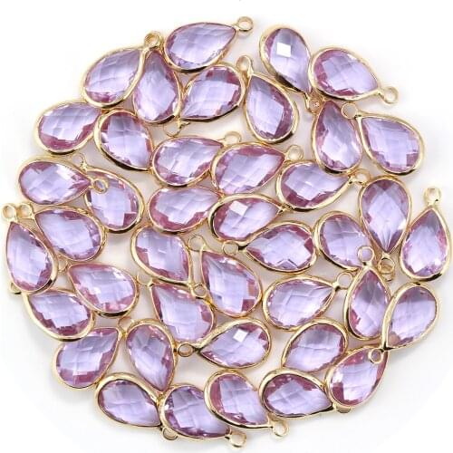 MEIBEADS 5pcs Fashion Water Drop Charms Quartz Crystal Opal Blue Purple Birthstone Pendants for Necklace Bracelets DIY Jewelry