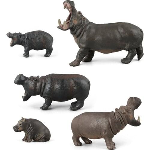5 Style Simulation Hippopotamus Model Figures Collectible Toy Solid PVC Animal Action Figure Toys Kids Wild Animal Toys