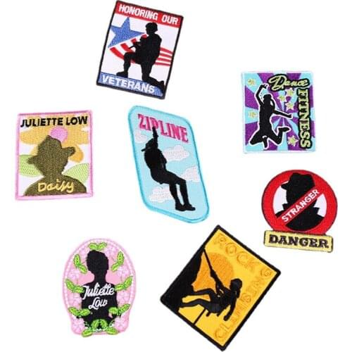20pcs/lot Embroidery Patches Letters Characters Sports Dance Fitness Clothing Accessories Heat Transfer Badge Iron Clothes