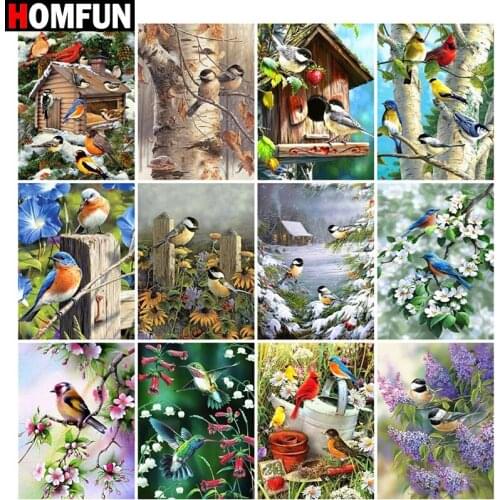 HOMFUN Full Square/Round Drill 5D DIY Diamond Painting "Animal bird landscape map" Embroidery Cross Stitch 5D Home Decor Gift