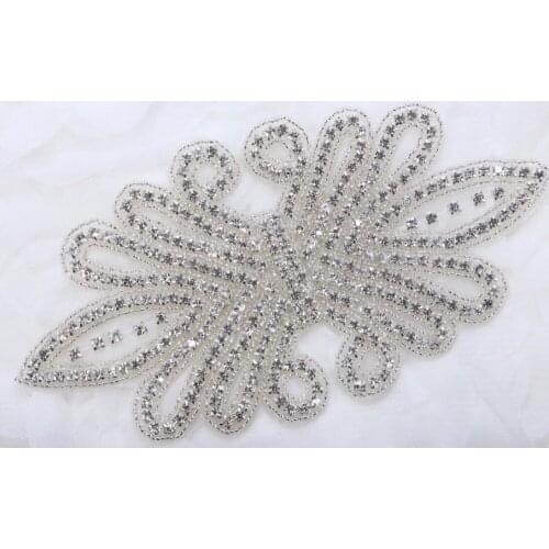 Wholesale 5pcs/lot 20*10cm Rhinestone Applique for Wedding Gown Bridal Sash Evening Wear Rhinestone Patch