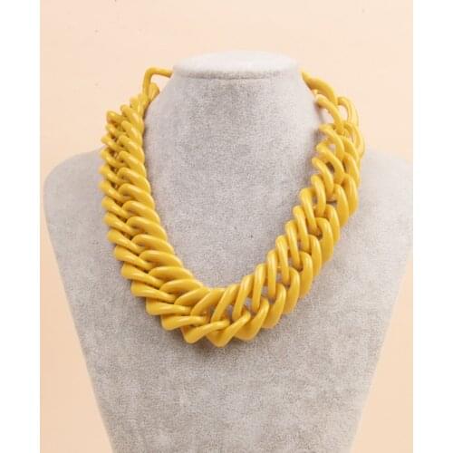 Pink Acrylic Resin Chain Necklaces For Women 2021 Korean Big Fashion Jewelry Vintage Choker Necklace Large New Wholesale