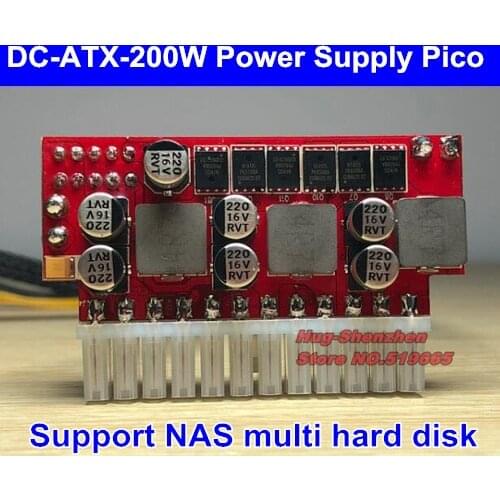 DC 12V 200W 24Pin Pico ATX Switch pcio PSU Car Auto Mini ITX High Power Supply Module ITX Z1 support NAS 4 SATA HDD silence zero