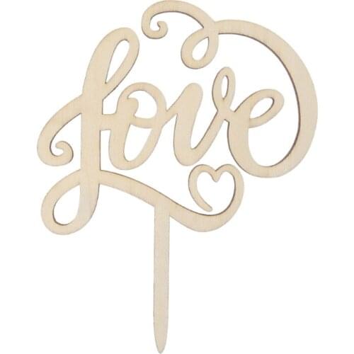 Rustic Love Cake Topper Groom Bride Wooden Wedding Decorating Engagement Party