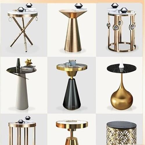 Italian light luxury rock board coffee table round tea table marble coffee table simple living room household small apartment